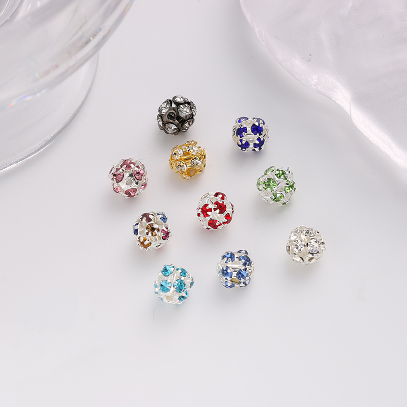 铜镀金银镶水钻隔珠DIY饰品配件杨梅球手链项链发簪配件转运珠