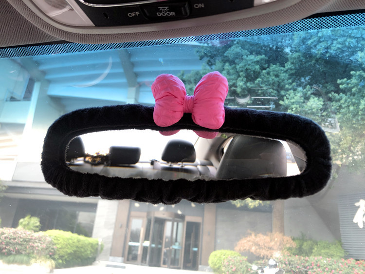 Car Rearview Mirror Cover with Bowknot, Cute and Trendy, Universal Type, Direct from Manufacturer