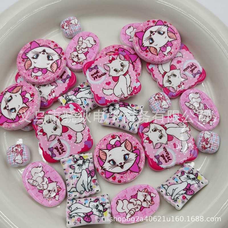 热销通孔玛丽猫卡通系列印花正方形圆饼等串珠笔diy手工饰品|undefined