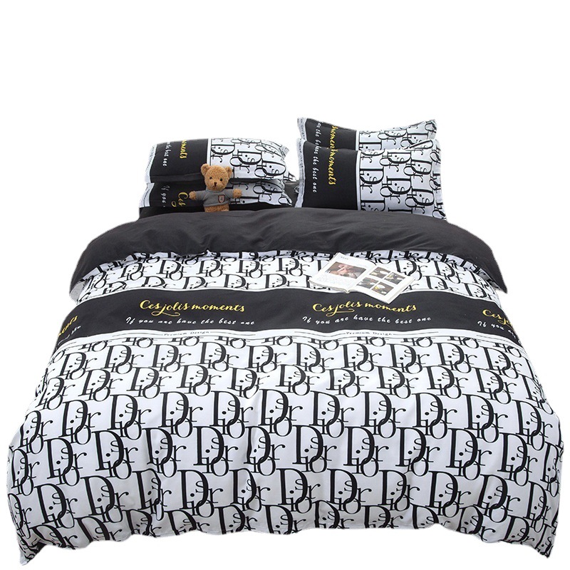 Venta al por mayor de juegos de sábanas de cuatro piezas, fundas de edredón de algodón lavado, juegos de cama y juegos de tres piezas para dormitorio, ideales para dropshipping y transmisión en vivo transfronteriza.