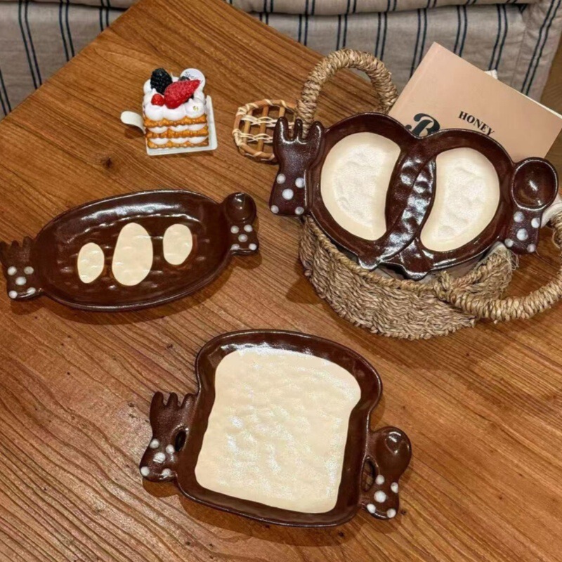 High-Quality Bread Fork and Spoon Series Ceramic Plate Set for Home and Restaurant Use, Breakfast Plate, Dessert Plate, Gift for Friend's Birthday