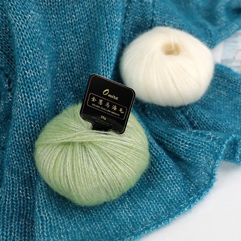 New Golden Onion and Mauhair Line Blue Tears Silk Mauhair Sprayed Yarn Hand-woven Bright Silk Flash Silk Medium Coarse Wool Twisted