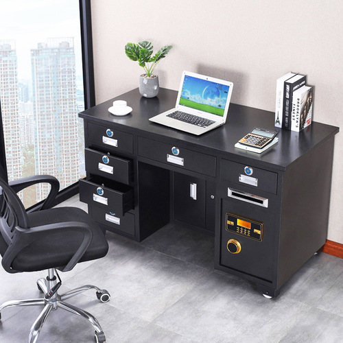 Fully Steel Anti-Theft Safe Desk with Fingerprint Password Office Desk Integrated with Coin Operated Cash Register Financial Home Computer Safe