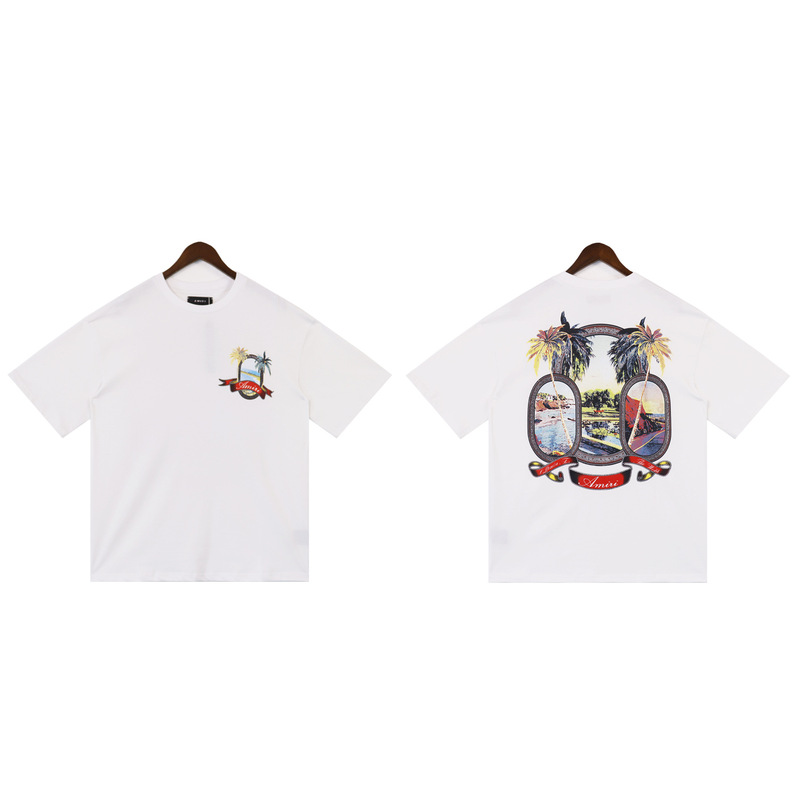 貿易クロスAm新文字クラシックプリント半袖男女同型カップルTシャツiri夏高iri製品タイプ|undefined