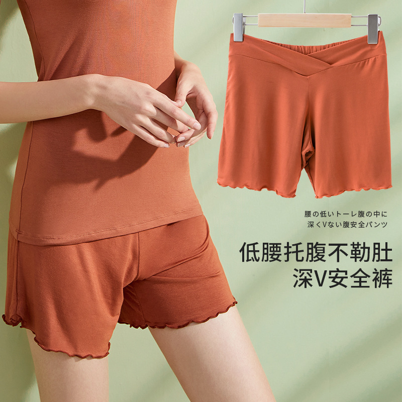 Soft pregnant women's safety pants summer anti-exposure belly support summer thin leggings shorts low waist plus size factory wholesale