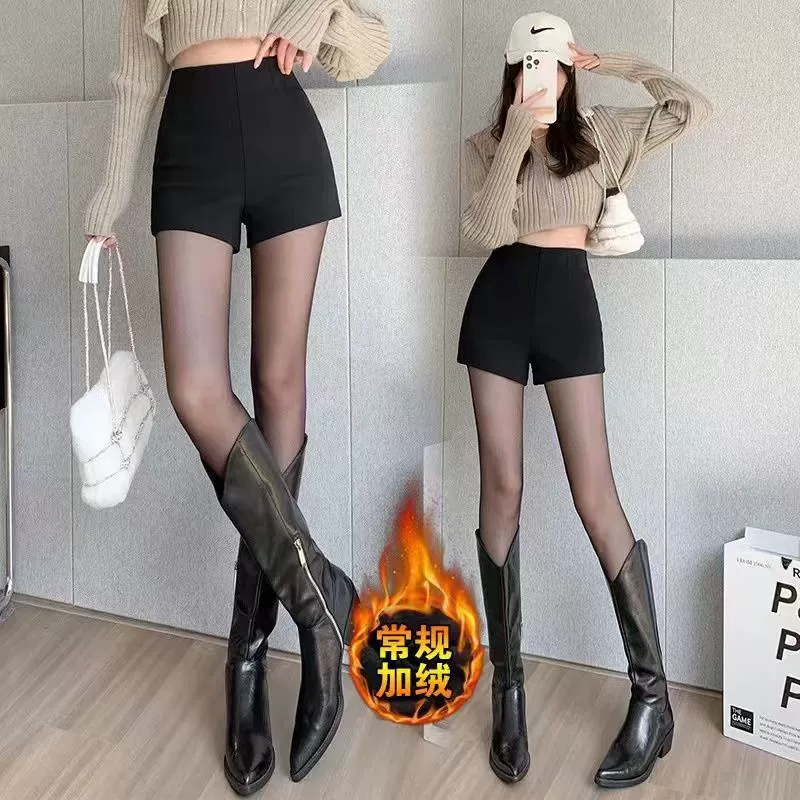 Плюшевые толстые осенние и зимние шорты 2024 новые эластичные шорты с высокой талией