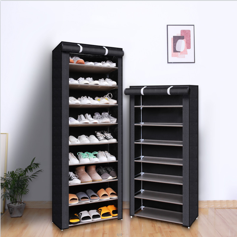 Simple Dust-Proof Multi-Layer Metal Shoe Cabinet for Dormitory and Home Use, Steel Pipe Assembly Shoe Rack, Economical Model for Student Dormitories