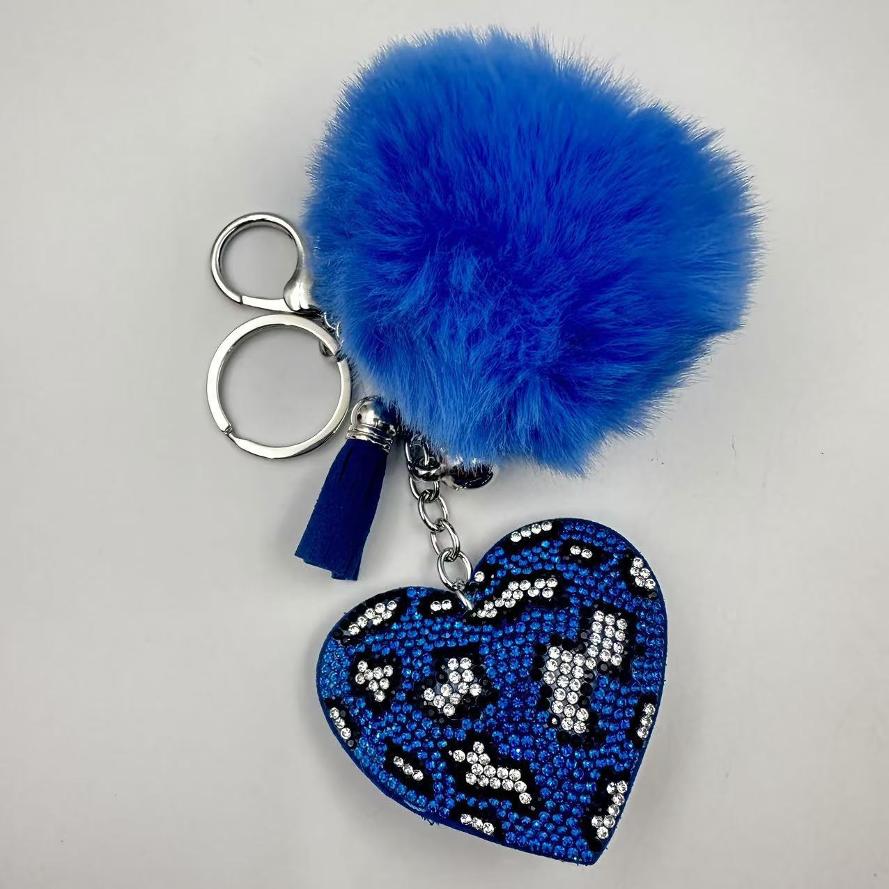 55g Weight Rhinestones Inlay Material Keychain Classification 1 Piece Quantity Daily Occasion Plush Material Heart Shape Pattern Unisex Gender Sweet, Korean Style Style Sweet Korean Style Heart Shape Plush Rhinestones Unisex Keychain 3