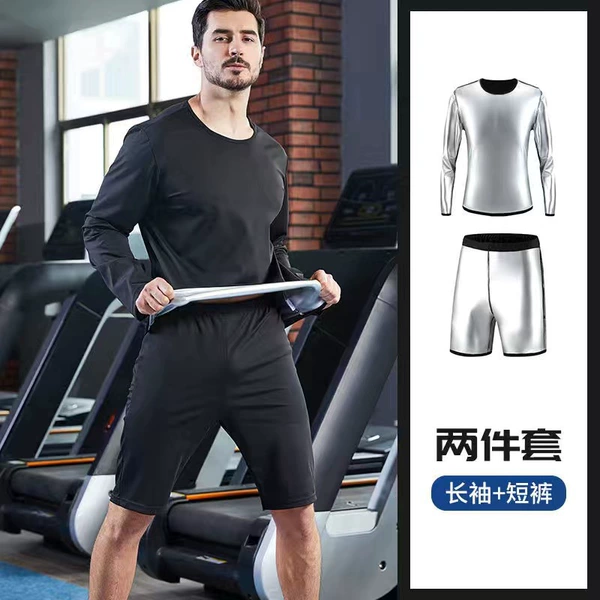 Sweat two-piece set (shorts + short sleeves) full silver coating
