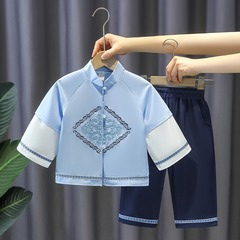 漢服兒童中國風唐裝套裝2024新款男童女童春秋季時尚民族風演出服