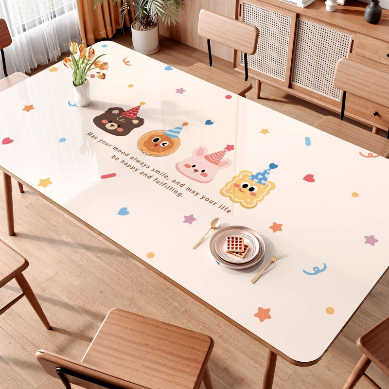 Tapallas de mesa impermeables a prueba de agua a prueba de aceite sin lavado a prueba de quemaduras almohadilla de mesa de vidrio suave sensación de lujo ligera tapallas de mesa de té almohadilla de mesa