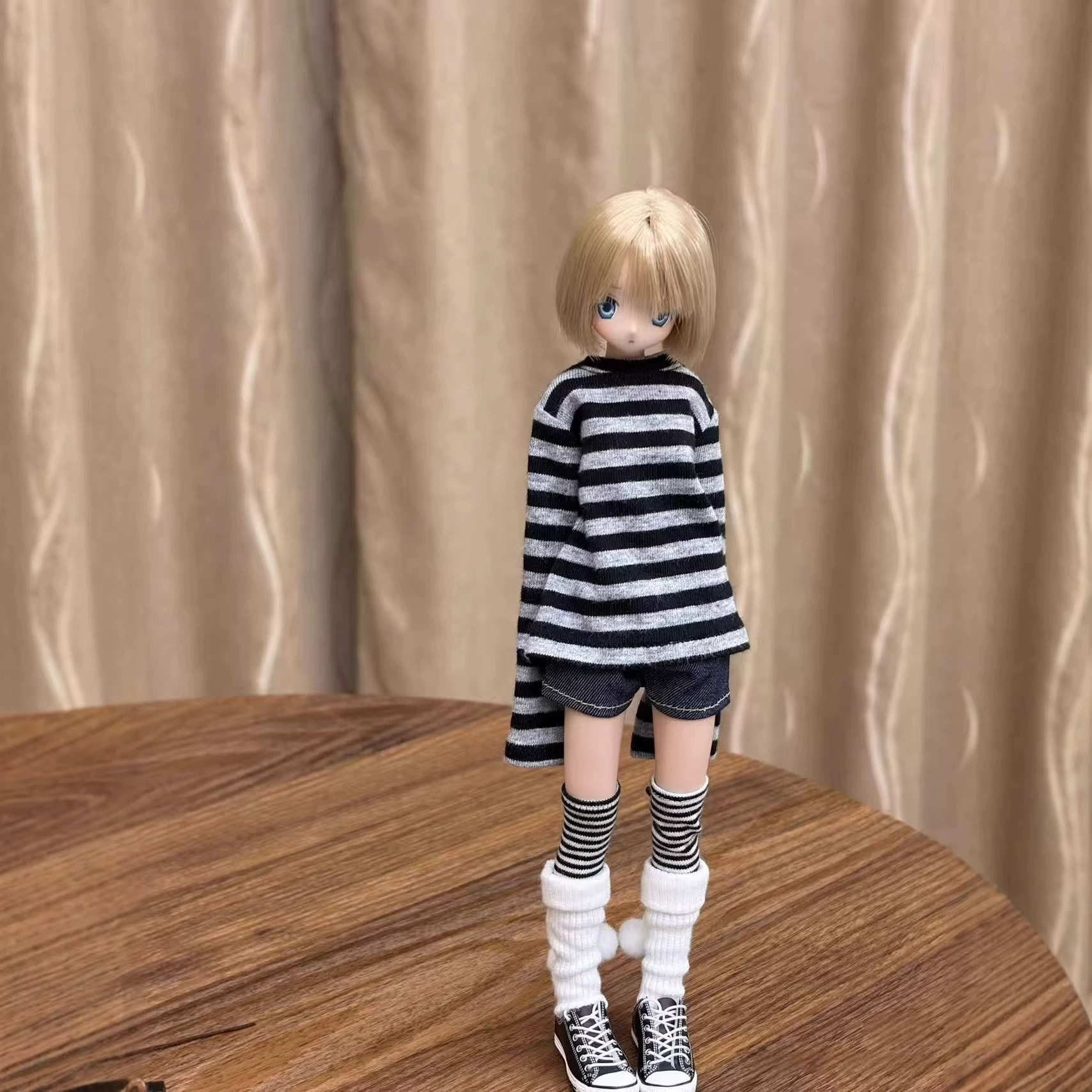 Аzone/ob22/blythe/Xiaoliu детский костюм верх черная полоса на деним шорты костюм Xiaobu повседневный костюм