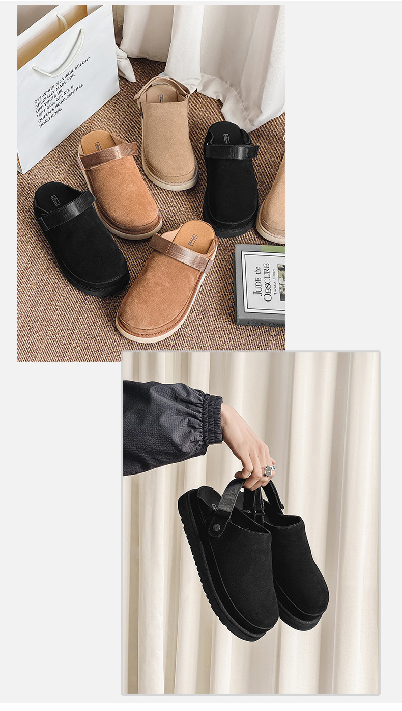 Dames halve slippers van echt leer ademend met dikke zool_voghion.com
