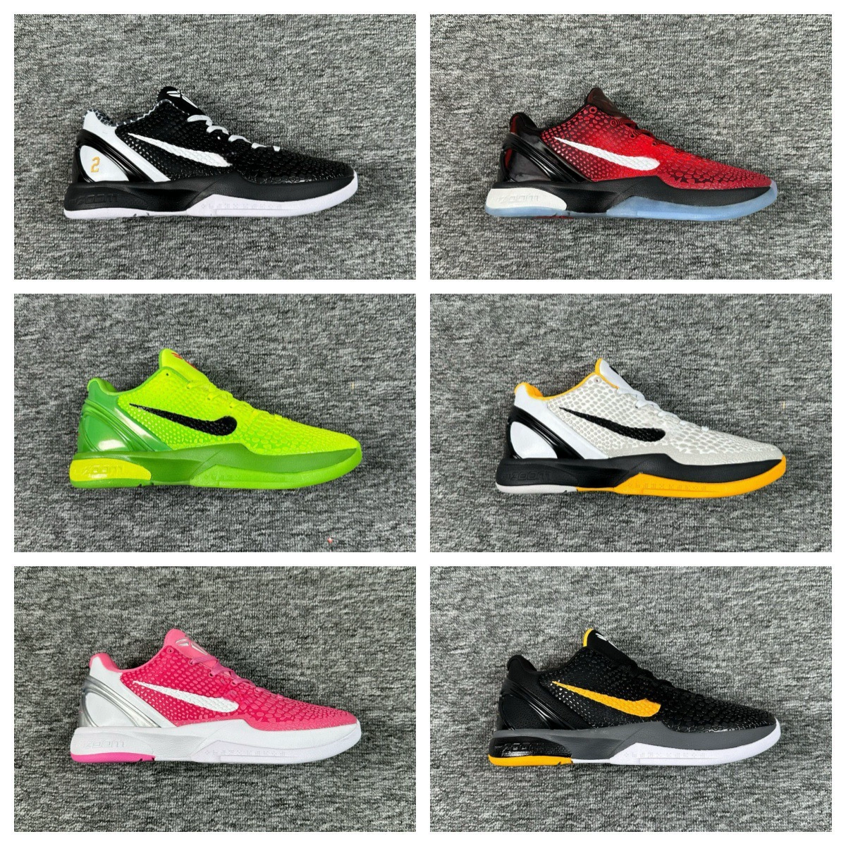 Мужские баскетбольные кроссовки Kobe 6-го поколения KOBE7, полностью зеленые мужские и женские ботинки для плей-офф, черные ботинки Mamba ZK6, клоун