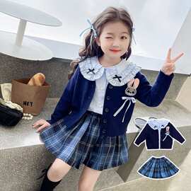 兔子新款洋气女童学院风jk制服套装三件套秋装女孩2026款警官儿童