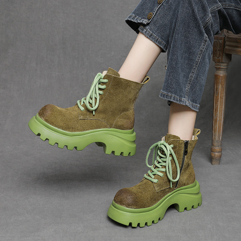 First-Layer Cowhide Vintage Martin Boots for Women 2026 New Model Thick-Soled Height-Increasing Super Lightweight Soft-Soled Comfortable Yellow Boots for Women First-Layer Cowhide Vintage Martin Boots for Women 2026 New Model Thick-Soled Height-Increasing Super Lightweight Soft-Soled Comfortable Yellow Boots for Women