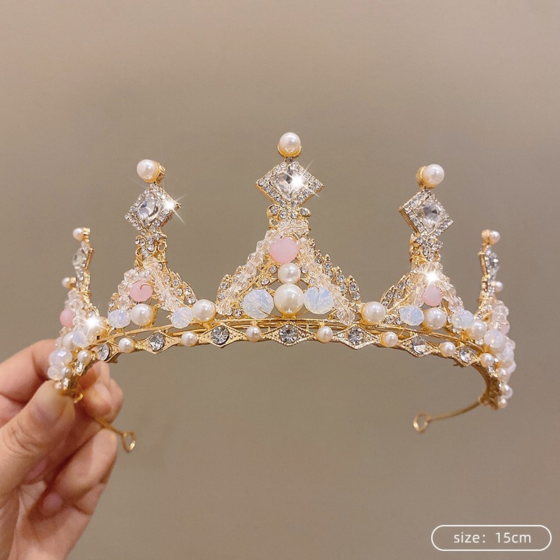 Tombro de corona para niños pequeña princesa corona diadema de cumpleaños accesorios para el cabello de cristal para niñas regalo de cumpleaños