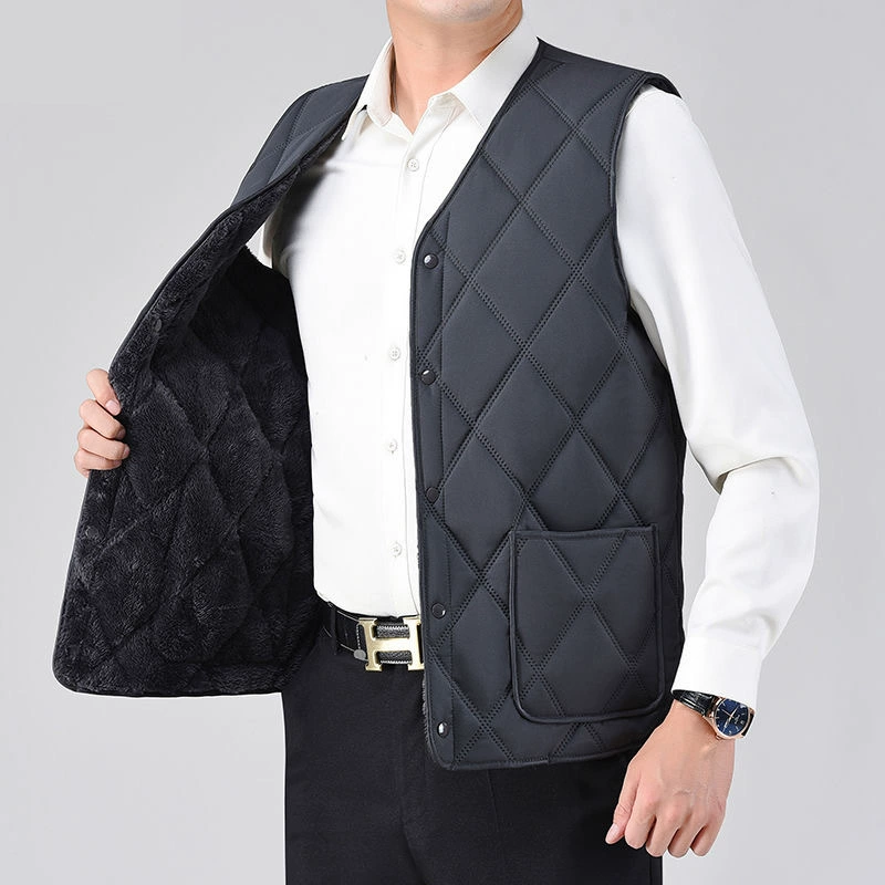 Новая мужская жилетка на осень-зиму 2025 года с флисовой подкладкой, утепленная для тепла, защита от холода, большие размеры, подходит для мужчин среднего и старшего возраста, жилет для папы.