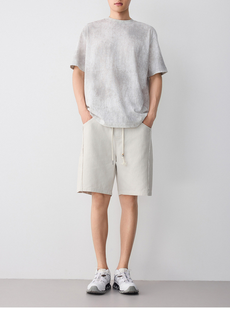 Áo thun nam tay ngắn cổ tròn chất liệu lanh cotton phong cách đường phố — màu cà phê chi tiết 18