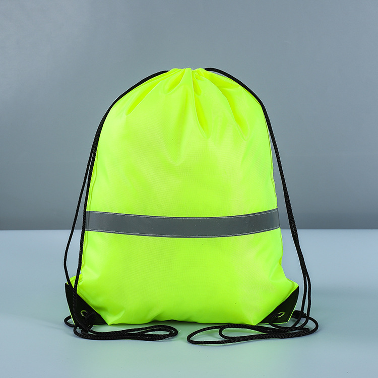 荧光条教育培训广告宣传涤纶束口袋 马拉松赛事抽绳双肩背包