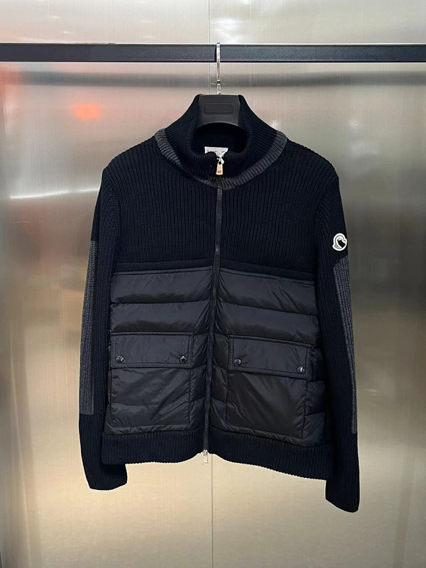 高版本蒙家大口袋羽绒服FW24纯色衔接拉链夹克针织白鸭绒羽绒外套|undefined