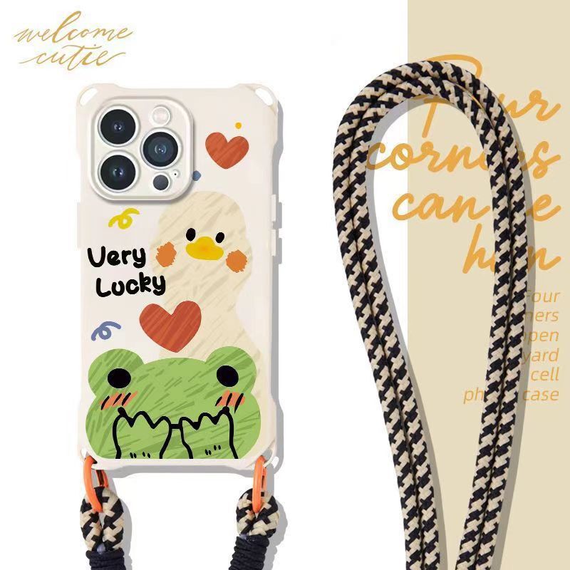 Frog Duck for Apple 15Promax Crossbody Phone Case iPhone14 Short Lanyard 13 Drop-resistant 12 Soft 11