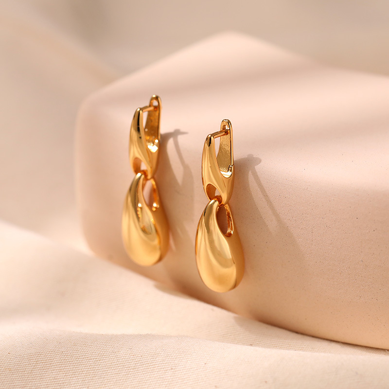 1 Pair Lady Water Droplets Plating Copper Drop Earrings display picture 3