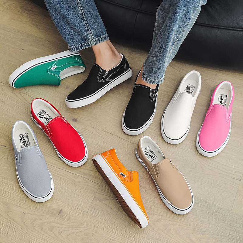 Canvas Shoes for Women and Men 2026 Spring New Style Slip-On Lazy Shoes Student Casual Flat Sneakers Korean Style Couple Shoes