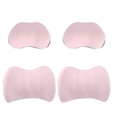 car lumbar support, in-car backrest Headrest - car-accessories-pink-classic-memory-foam-headrest-and-lumbar-support-4-piece-set