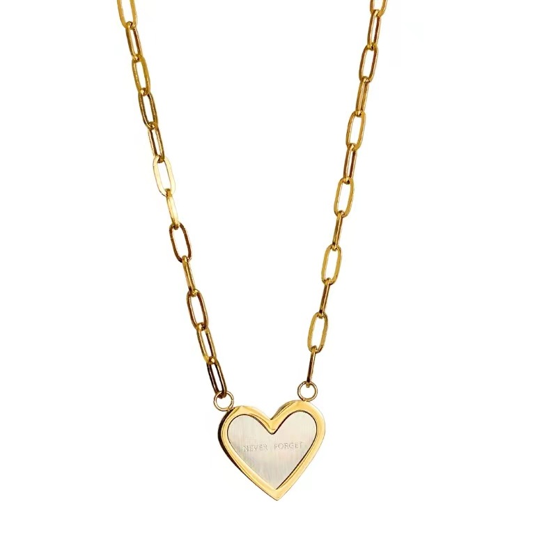 Fashion Heart Shape Titanium Steel Plating Pendant Necklace 1 Piece