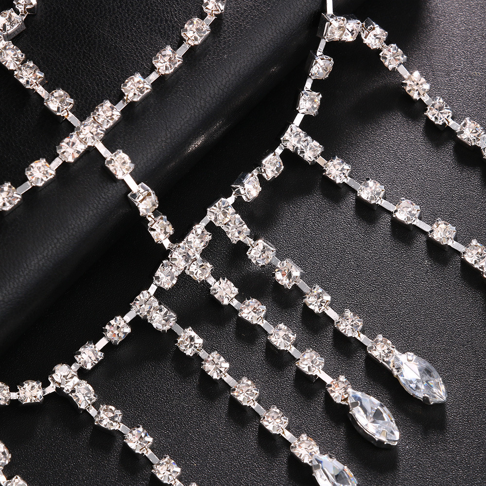 Cadena de pelo de diamantes de imitación de moda transfronteriza femenina europea y americana malla exagerada borla tendencia diadema accesorios para el cabello Tocado