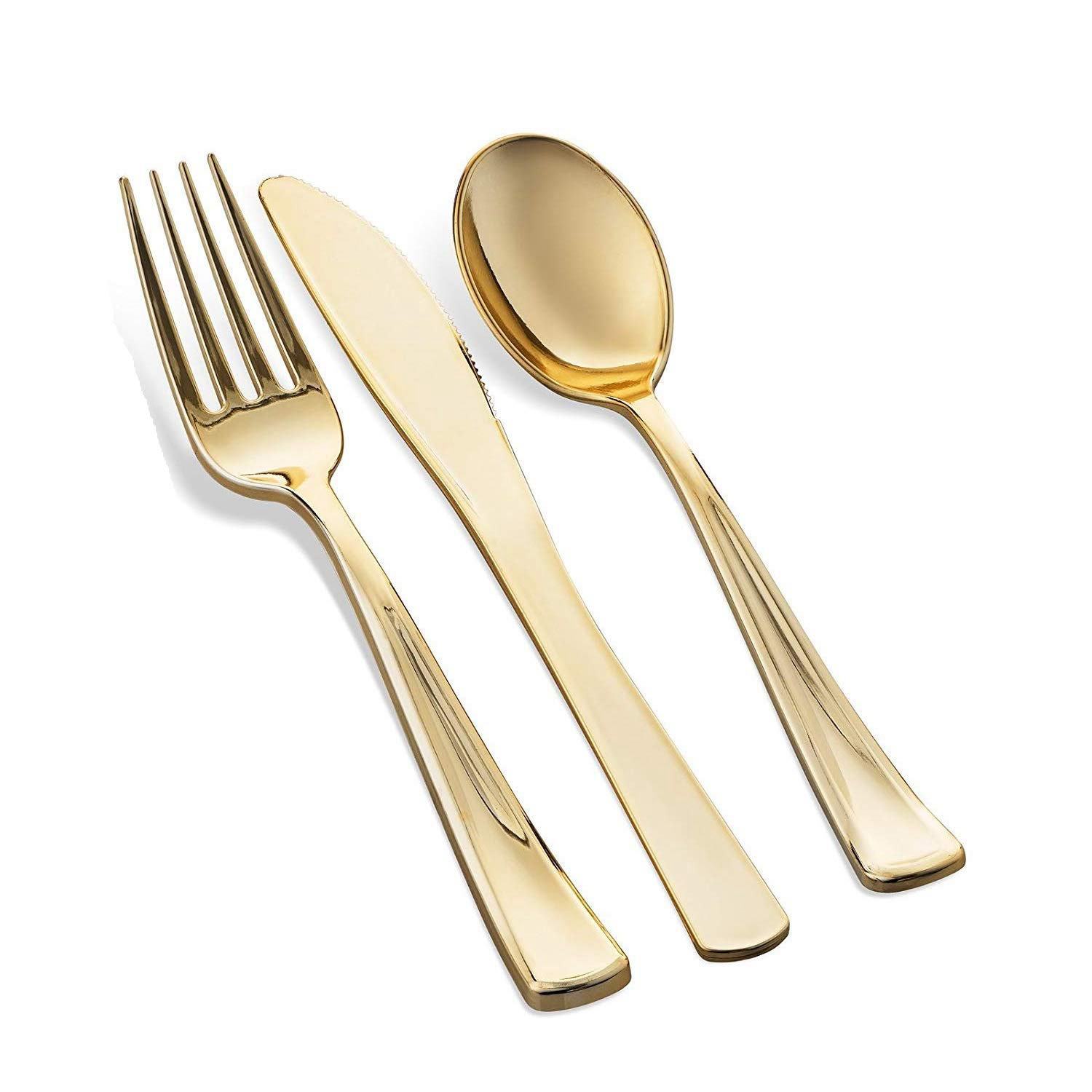 Cuchillo plástico, tenedor y cuchara para el restaurante occidental Cuchillo plástico plateado oro disponible, tenedor y cuchara