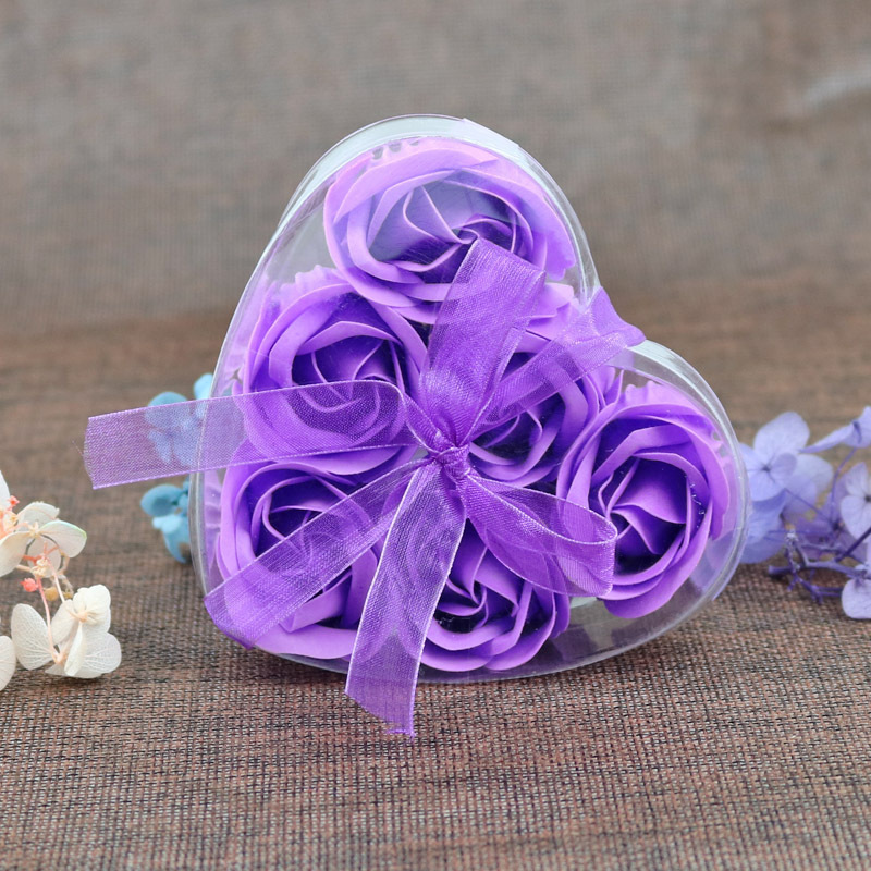 Transfronterizos 6 flores de jabón rosa caja de flores regalos pequeños regalos prácticos flores de jabón flores de simulación flores de jabón