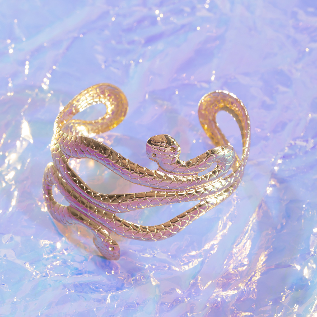 Bracelet réglable en métal de petite taille et minimaliste, en forme de serpent avec ouverture punk personnalisée pour femme_voghion.com