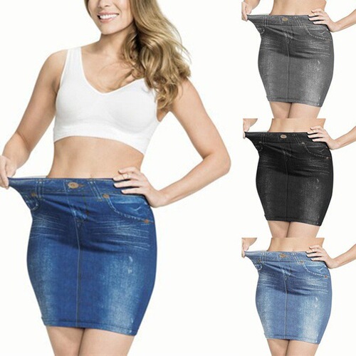 European and American Yoga Hot-selling Bodycon Pocket Faux Denim TV Shopping Large Size Seamless Arm Covering Skirt