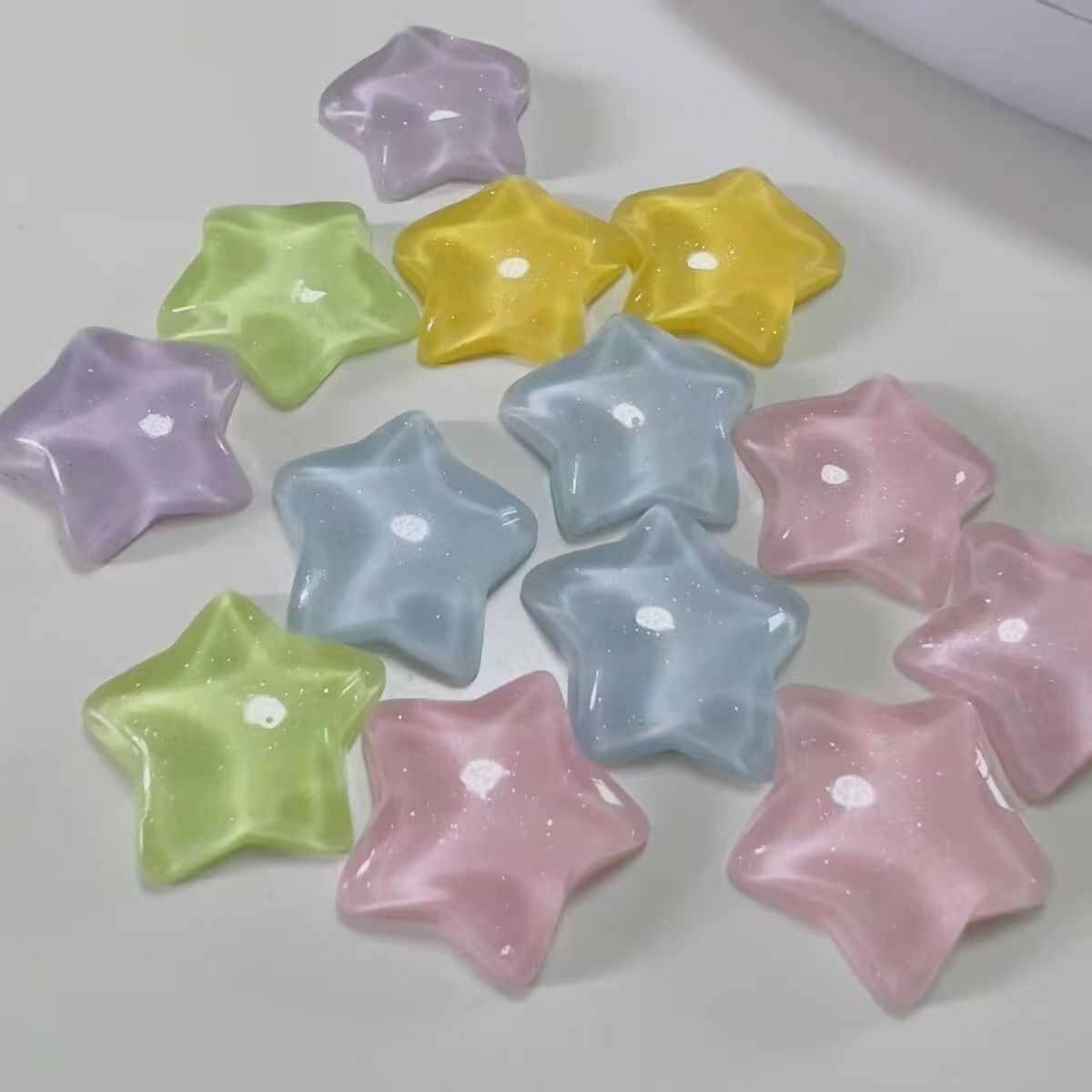 Ice through fine flashing five-pointed star jewelry accessories cream glue goo card decoration mobile phone case diy resin stars