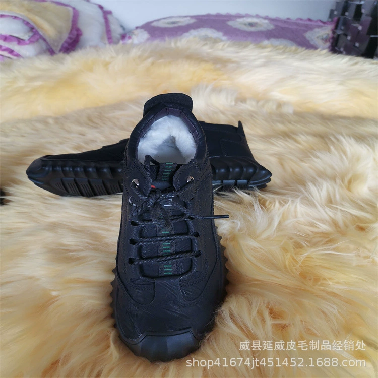 Оптовая продажа, кожаная обувь на меховой подкладке из овчины, модная теплая мужская кожаная обувь