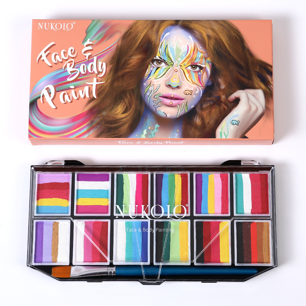 Nu-Chang transfronterizo 12 colores crema de pintura acuosa cuerpo humano pintura de pintura DIY pigmento sólido arco iris fácil de limpiar