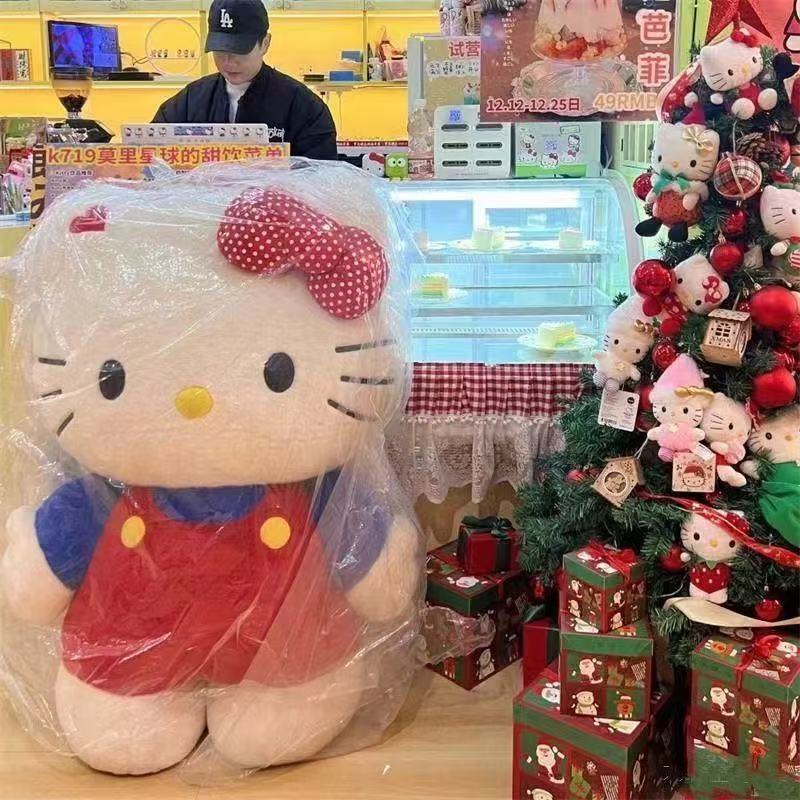 Hello Kitty plush toy KT cat with bow, large sleeping pillow doll