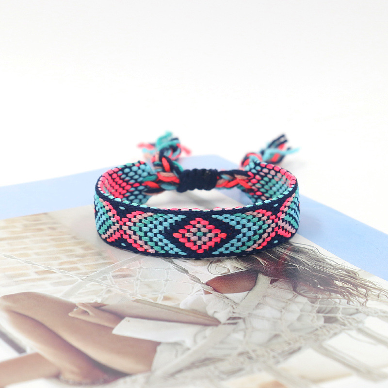 Nueva Cruz-frontera popular de color bohemio tejido pulsera fans correa de muñeca pulsera de la Amistad artística