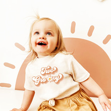 速賣通歐美男女兒童裝短袖圓領白T恤夏季 可愛字母印花 一件代發