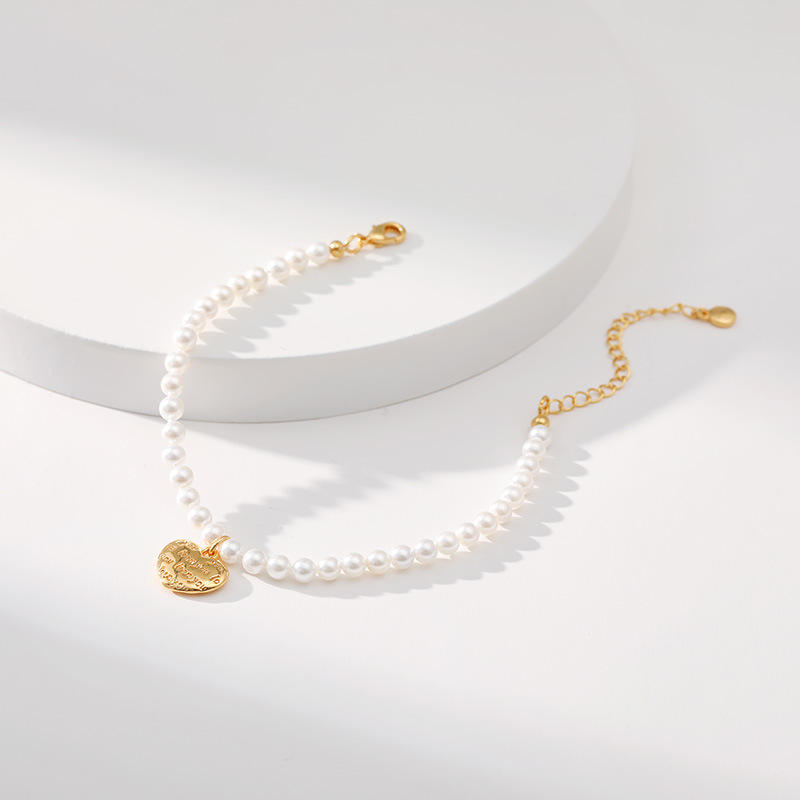 Retro Letter Heart Shape Copper Plating Artificial Pearls Bracelets 1 Piece