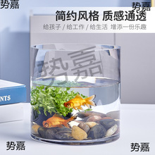 超白加厚大小号玻璃圆柱鱼缸客厅家用落地花瓶圆形圆柱形水培直筒