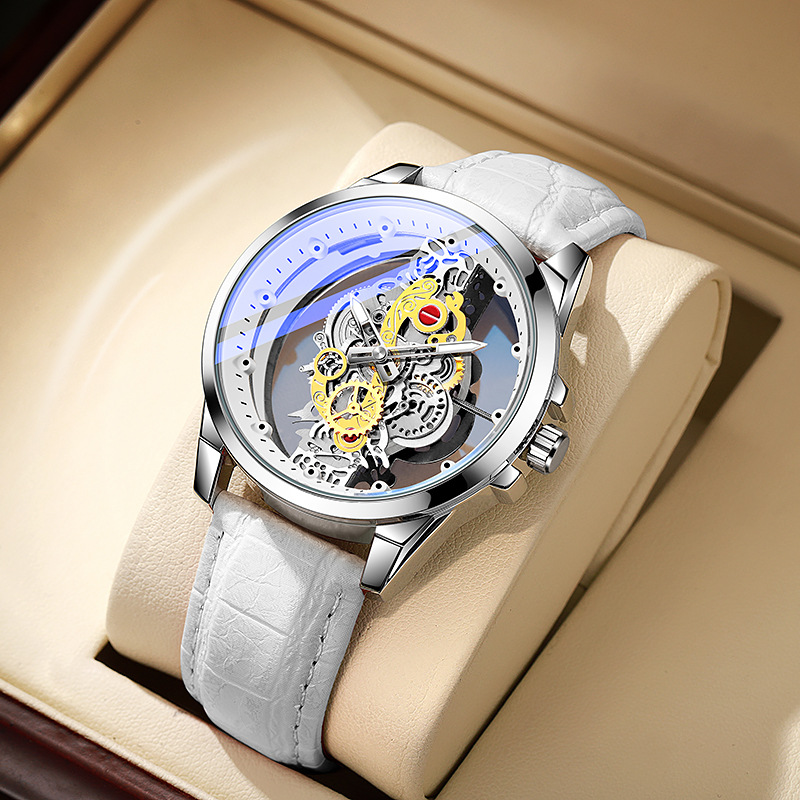 Transmisión en vivo de celebridades de Internet Venta caliente Cinturón luminoso hueco Reloj de cuarzo para mujer Reloj de alto valor Protección del medio ambiente