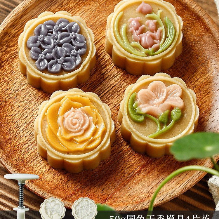 New Mid-Autumn Festival Ice Skin Moon Cake Mold Home Creative DIY Stereo Mung Bean Cake Baking Embossed Grinding Wholesale