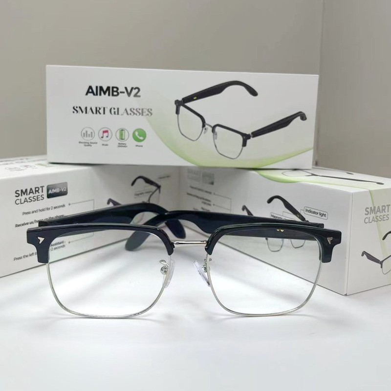 AIMB-V2智能蓝牙眼镜半框款蓝牙配近视眼镜听歌接打电话导航智能|undefined