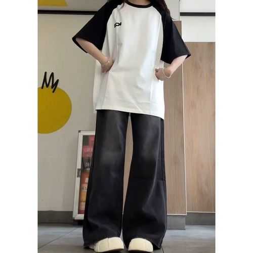 Vintage Washed Loose Wide Leg Women's Summer Slimming Tapered Straight Leg Pants American Casual Style Long Pants