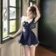 Bow College Style Blue dress Children's Summer 2025 New Arrival Small Waist A- Line Tutu Skirt