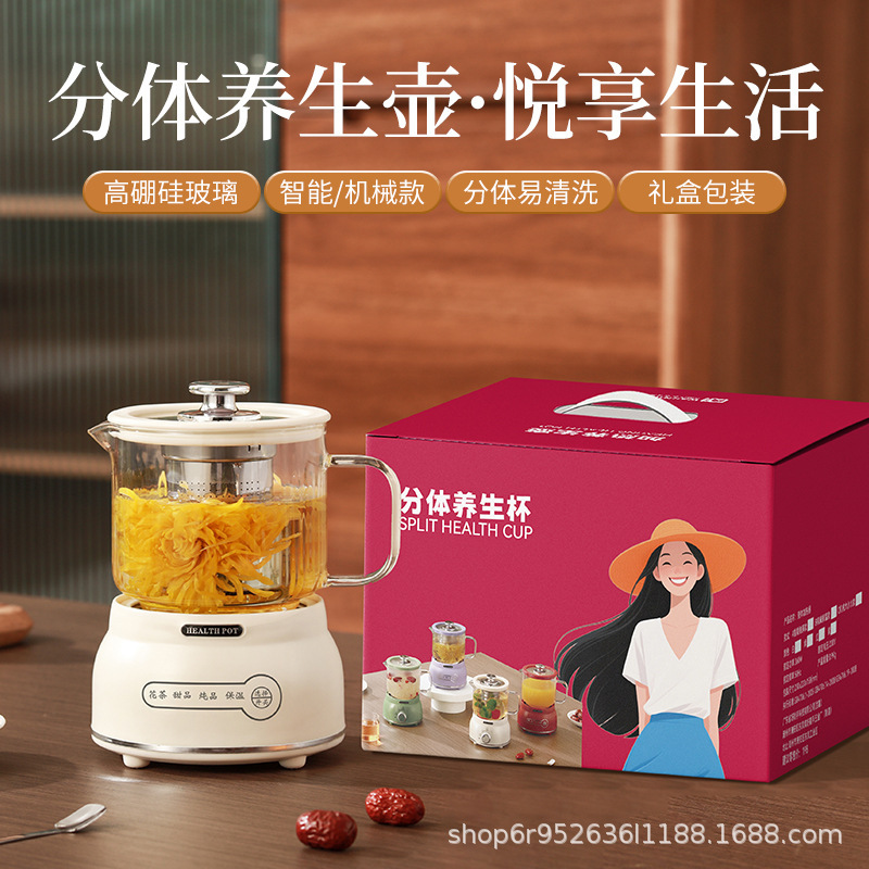 养生壶全玻璃办公室小型花茶壶一人电炖杯迷你多功能养生杯礼品|undefined