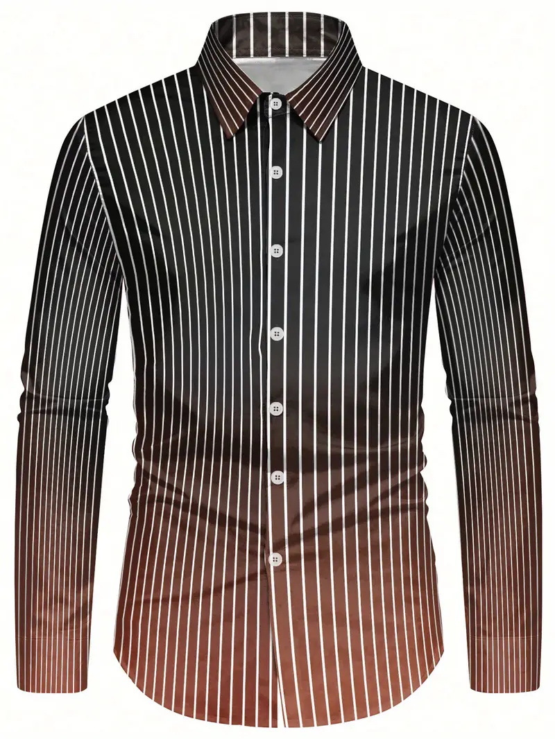 Camisa de solapa de diseño de nicho de la calle principal 2024 Camisa de manga larga con degradado de todo fósforo para hombre de otoño MB12